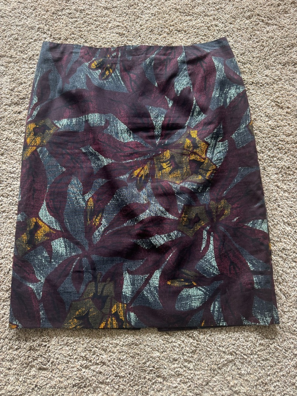 Marc Jacobs Burgundy Floral Pencil Skirt with Gold Accents